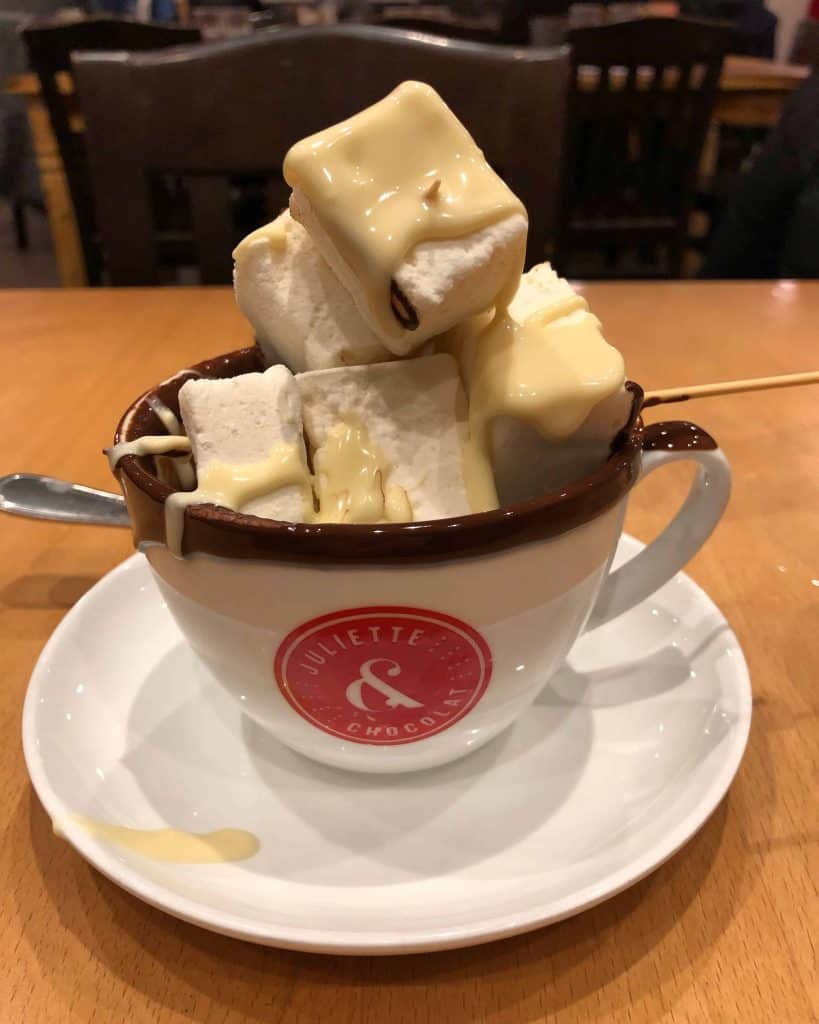 cup of hot chocolate with large marshmallows