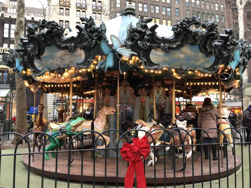 old-fashioned carousel at christmas-bryant park-new york city