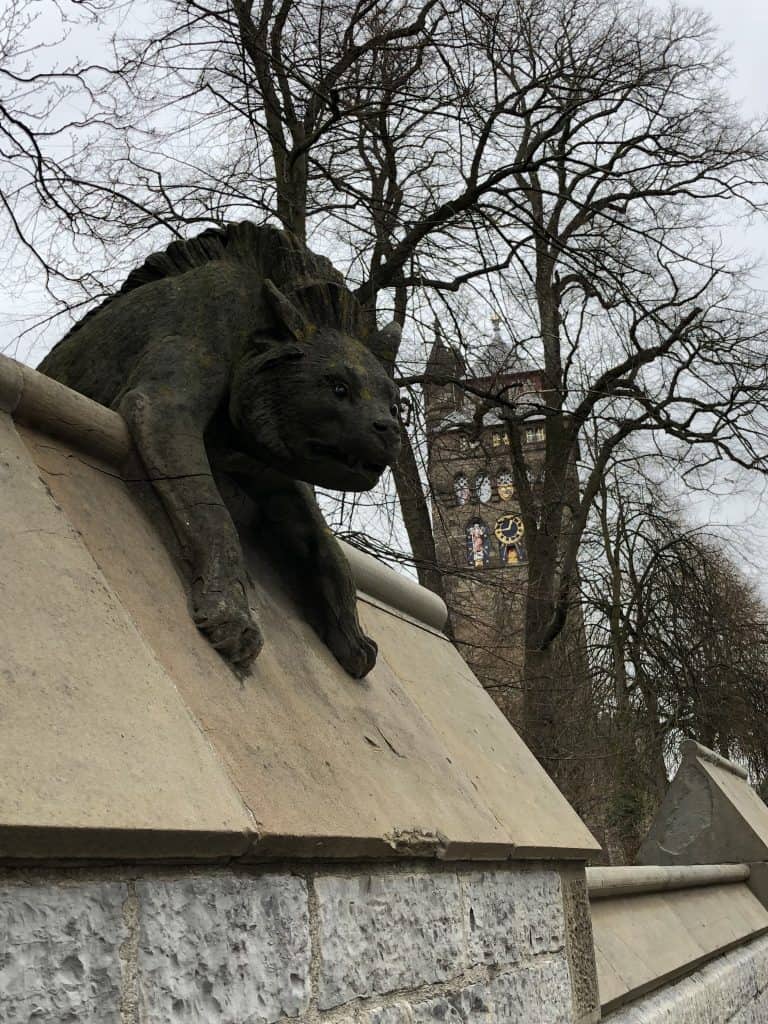 stone animal on wall