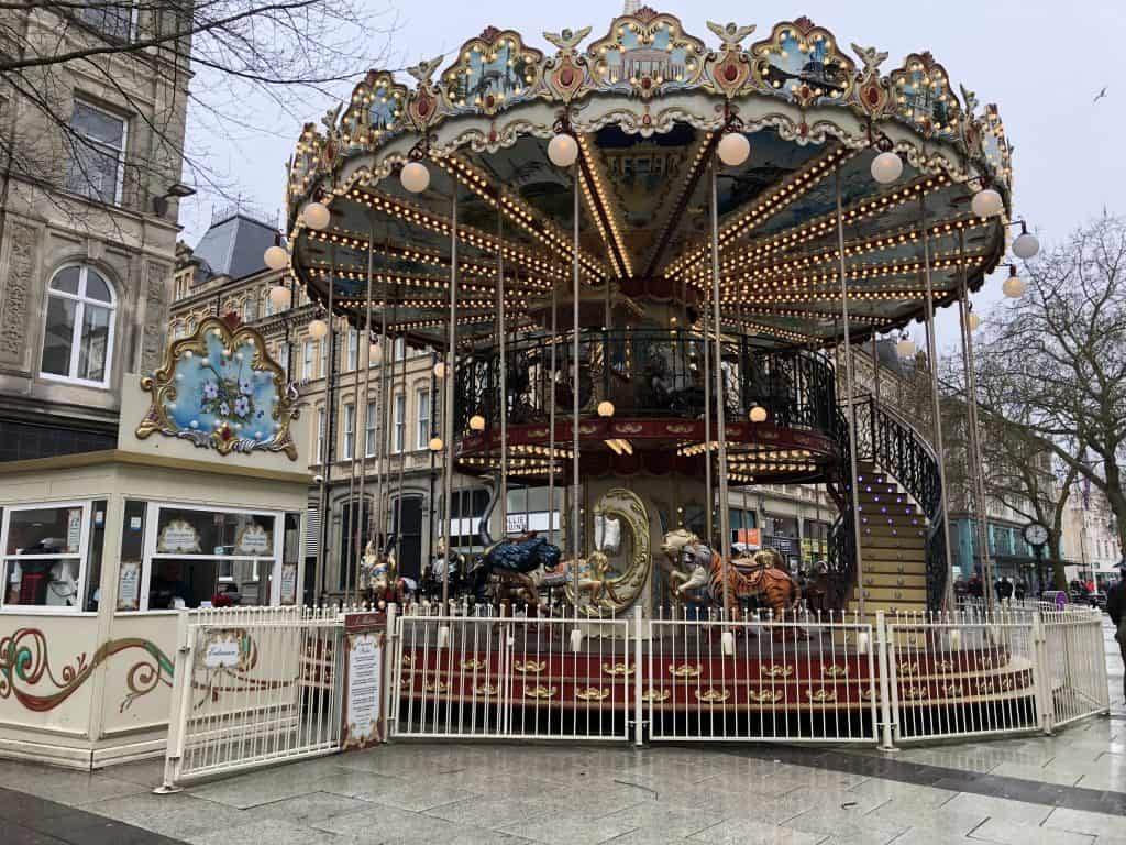 old-fashioned carousel with two levels