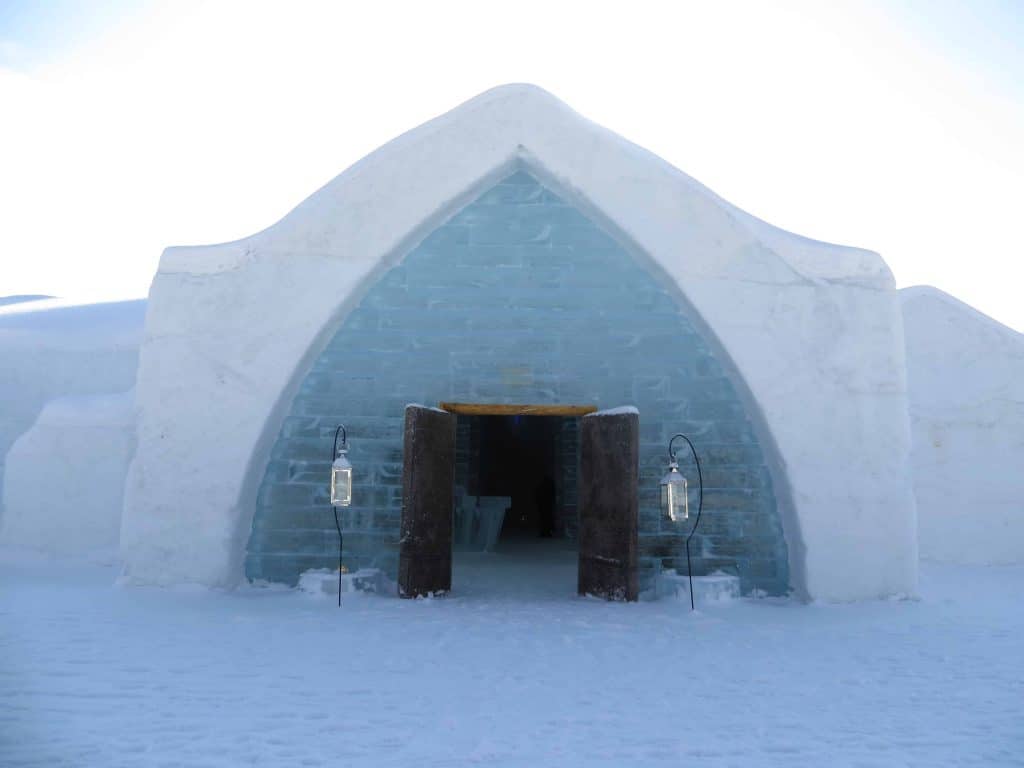 Entrance to the Ice Hotel near Quebec City, Canada.