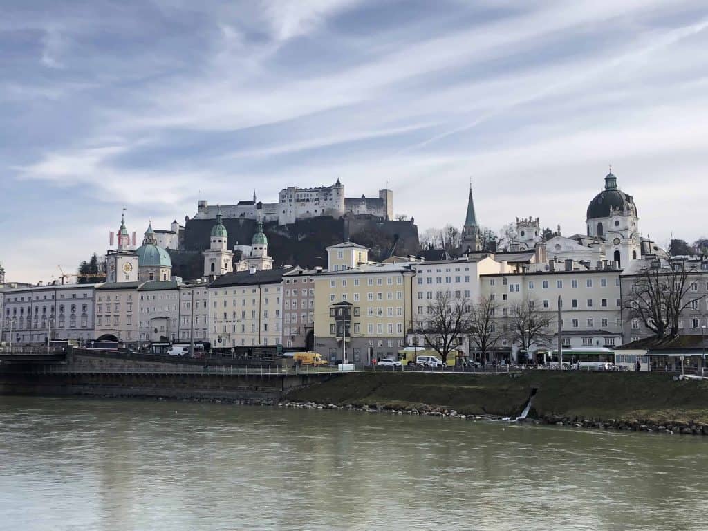 salzburg-building and fortress along river