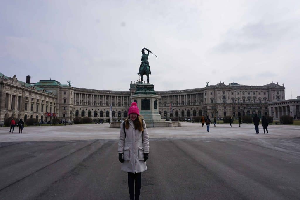 girl in pink hat-hofburg palace-vienna