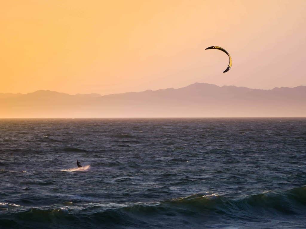 kite surfing-golden hour-hermosa beach