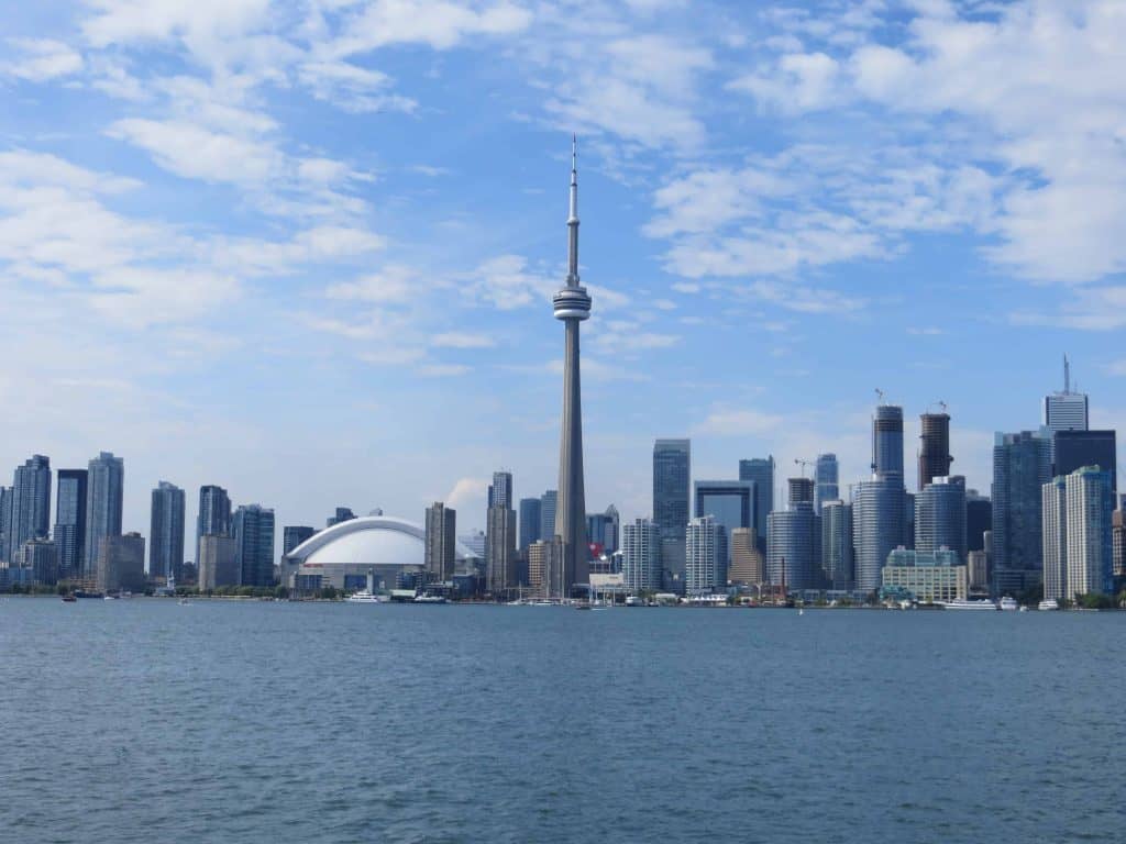 Toronto skyline viewed from the island ferry.