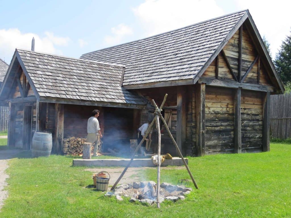 outdoor fire burning-sainte marie among the hurons