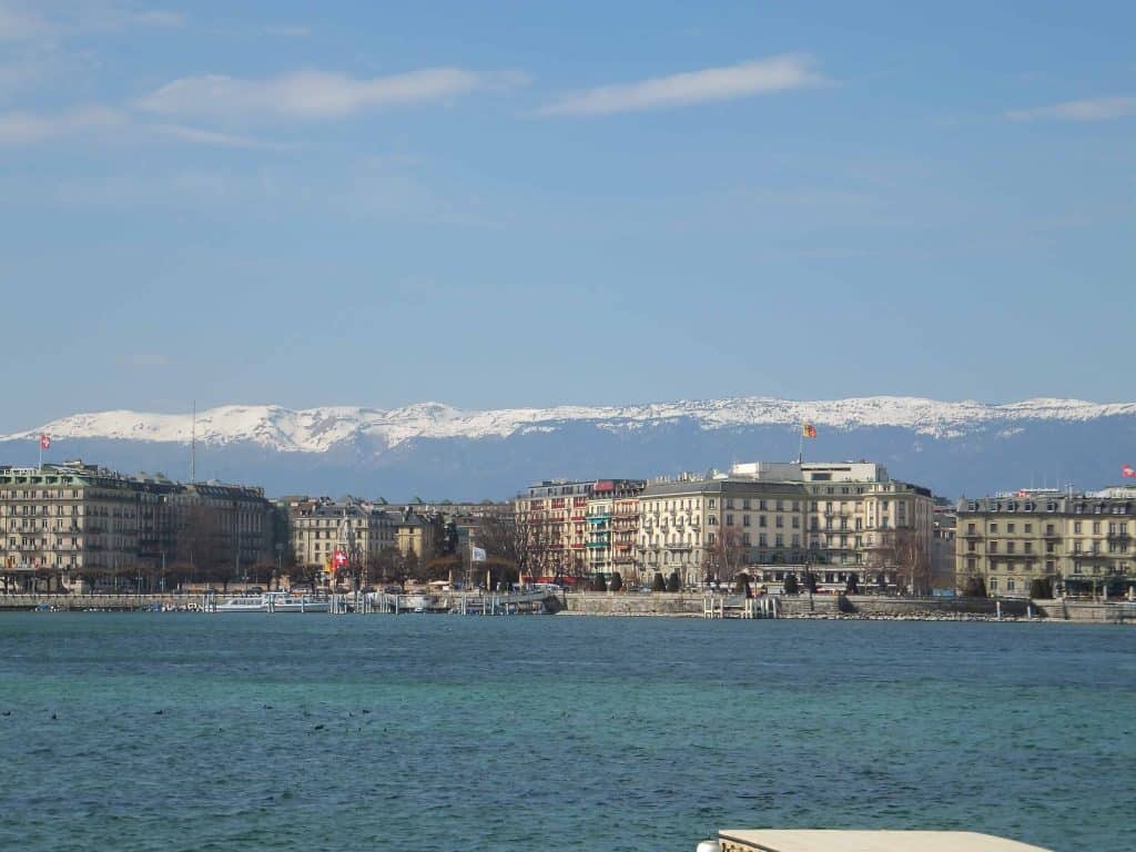 Buildings along the waterfront in Geneva, Switzerland