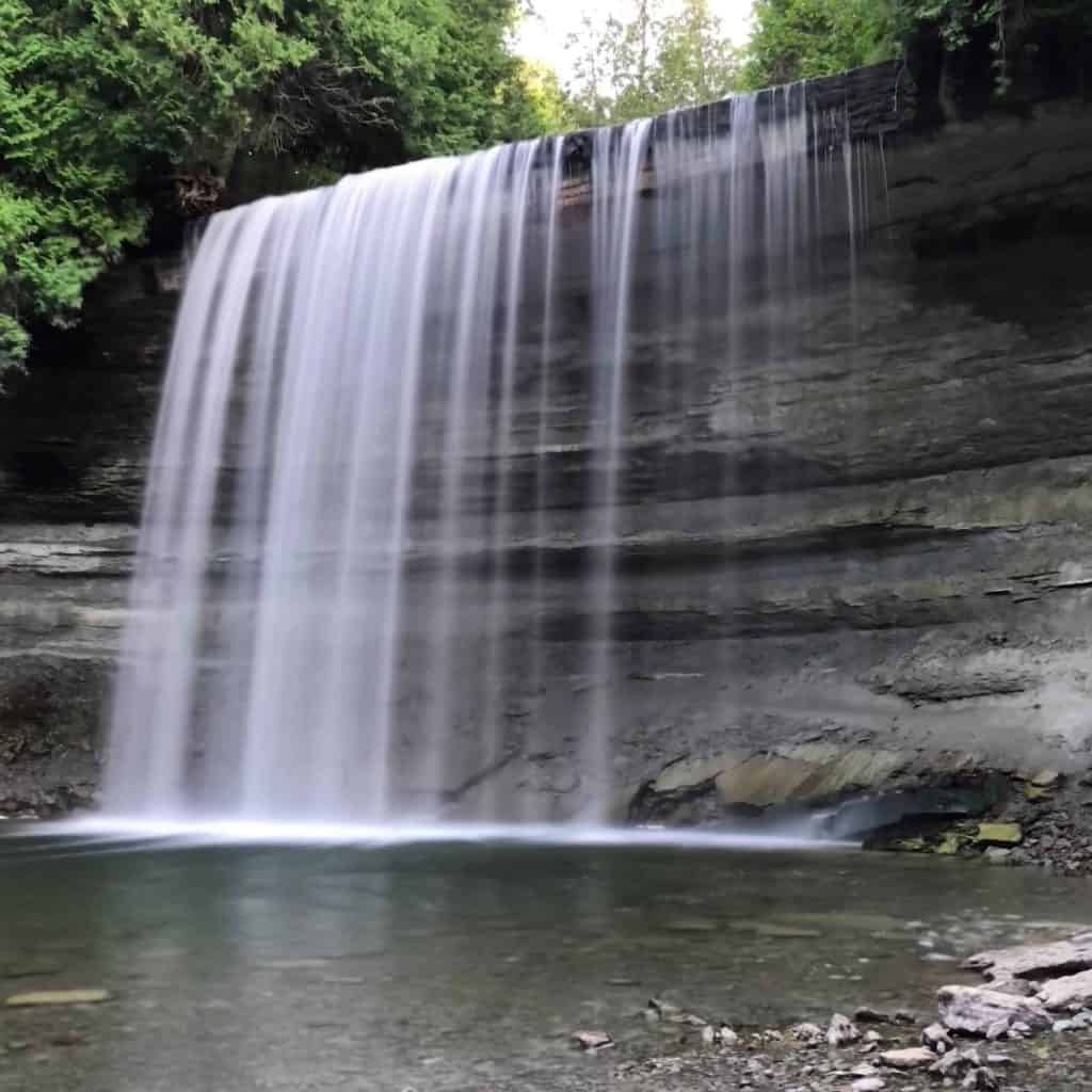 bridal veil falls in kagawong on manitoulin island