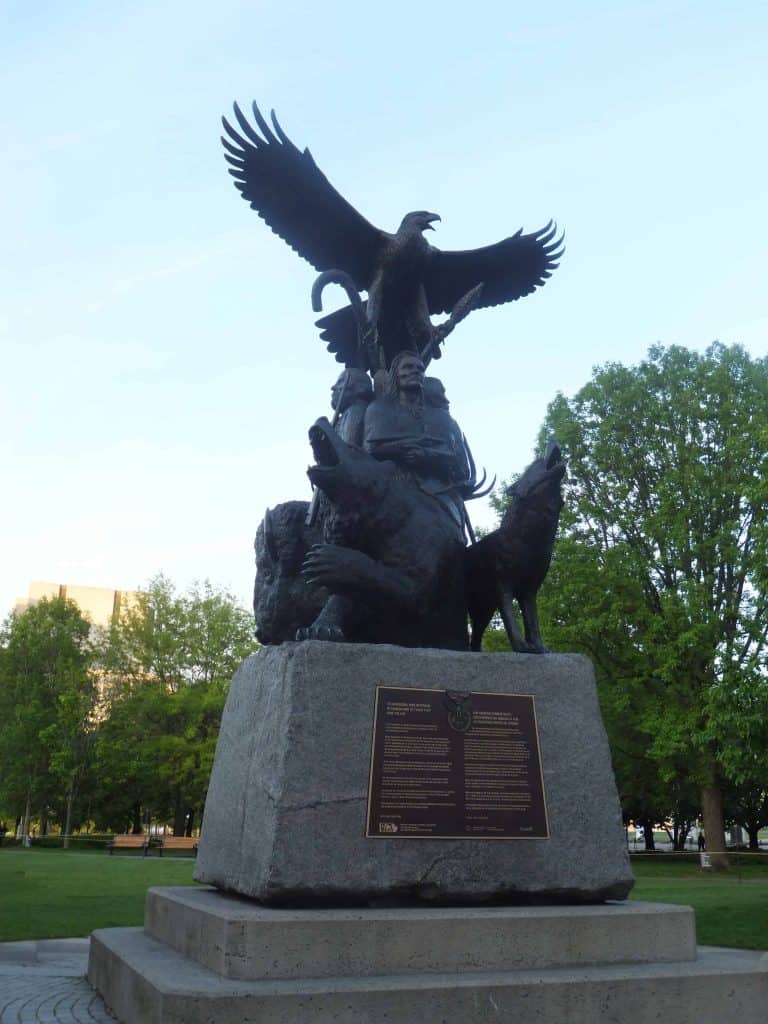 Monument at entrance to Confederation Park in Ottawa, Canada.