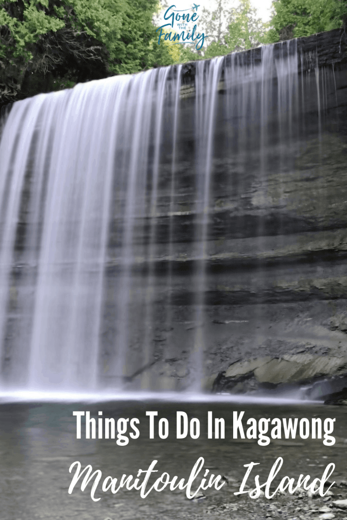 Pinterest Image - photo of Bridal Veil Falls with text overlay reading Things To Do in Kagawong - Manitoulin Island.
