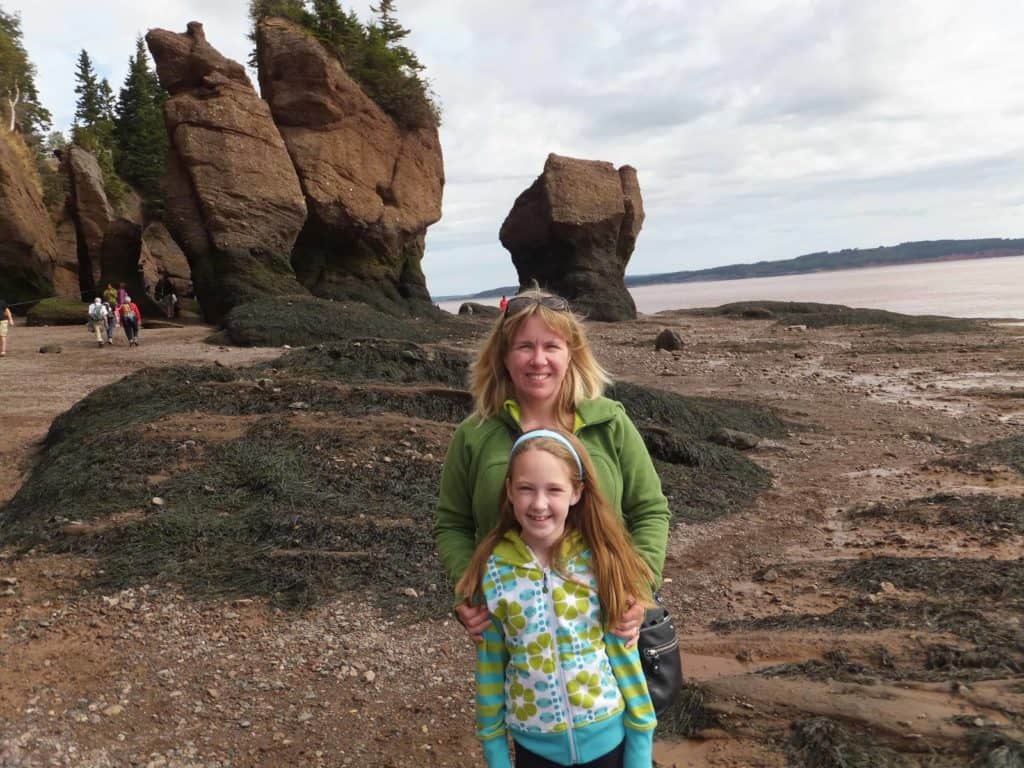Mom and daughter at hopewell rocks, new brunswick, Canada at low tide.