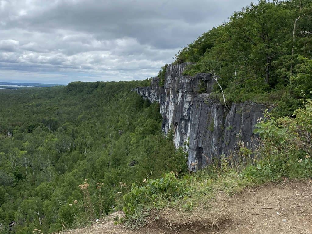 escarpment cliffs on manitoulin island along the cup and saucer trail.