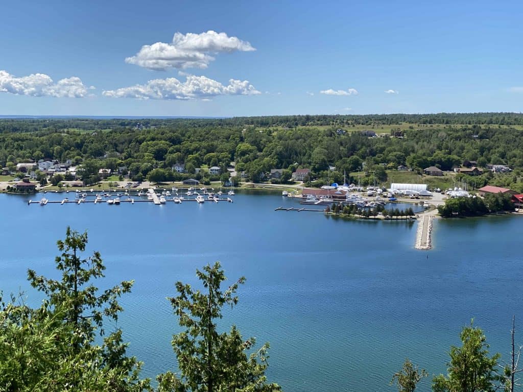 view from gore bay lookout on manitoulin island