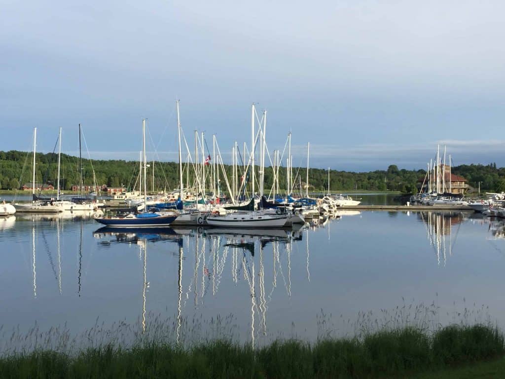 boats in gore bay marina on manitoulin island