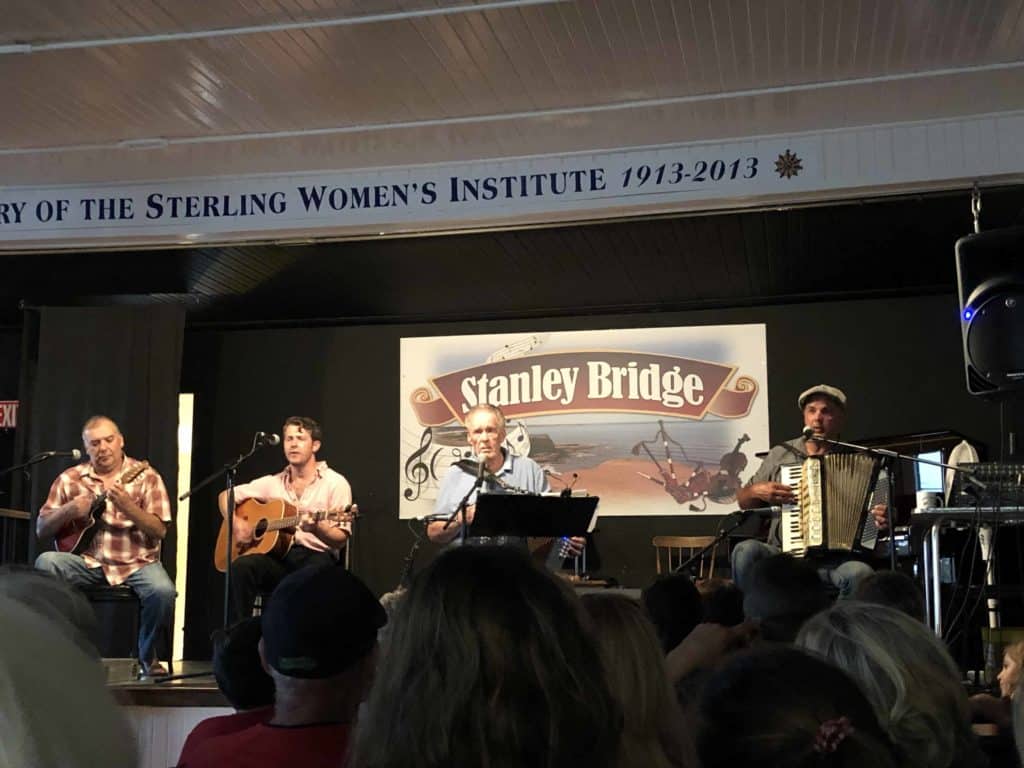 Musicians on stage at the Stanley Bridge Ceilidh on Prince Edward Island.