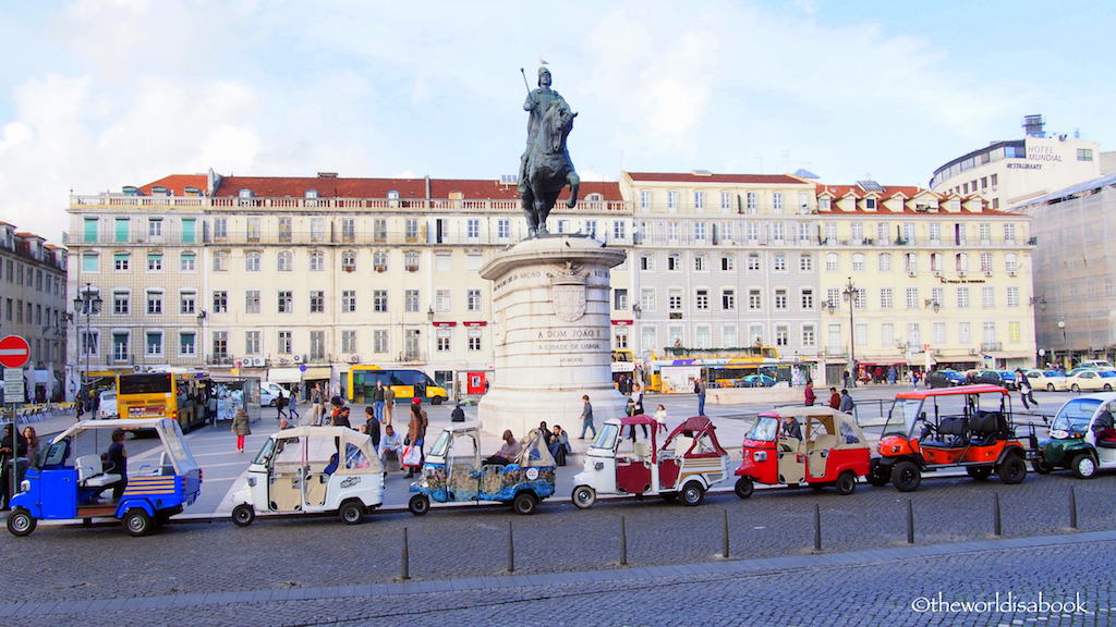 Line-up of tuktuks in Lisbon, Portugal.