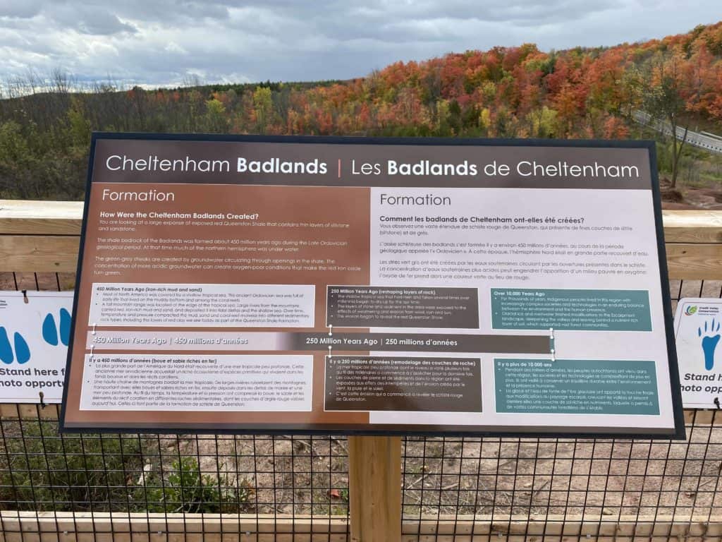 cheltenham badlands-information sign