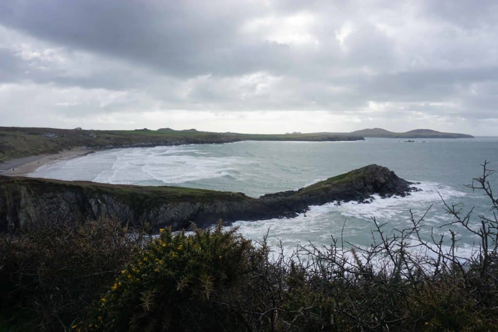 View of Whitesands Beach from coastal path.