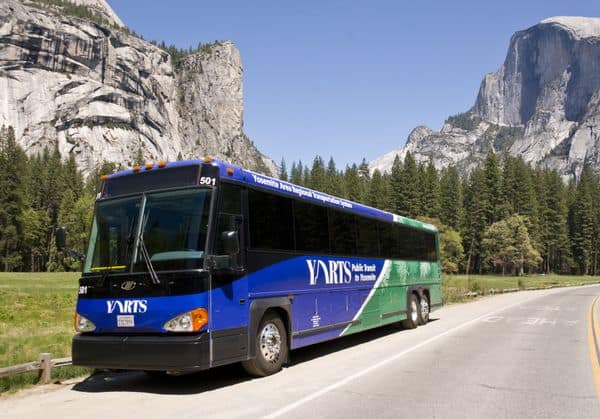 Public transit bus in Yosemite National Park.
