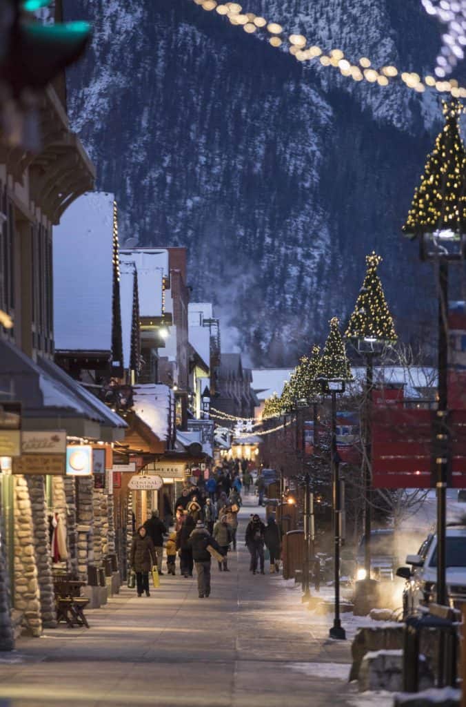 banff avenue-winter evening