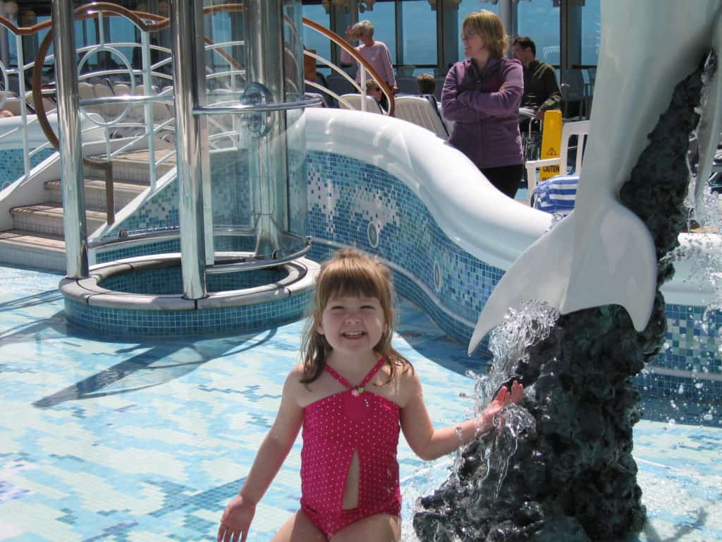young girl in pool on diamond princess cruise ship