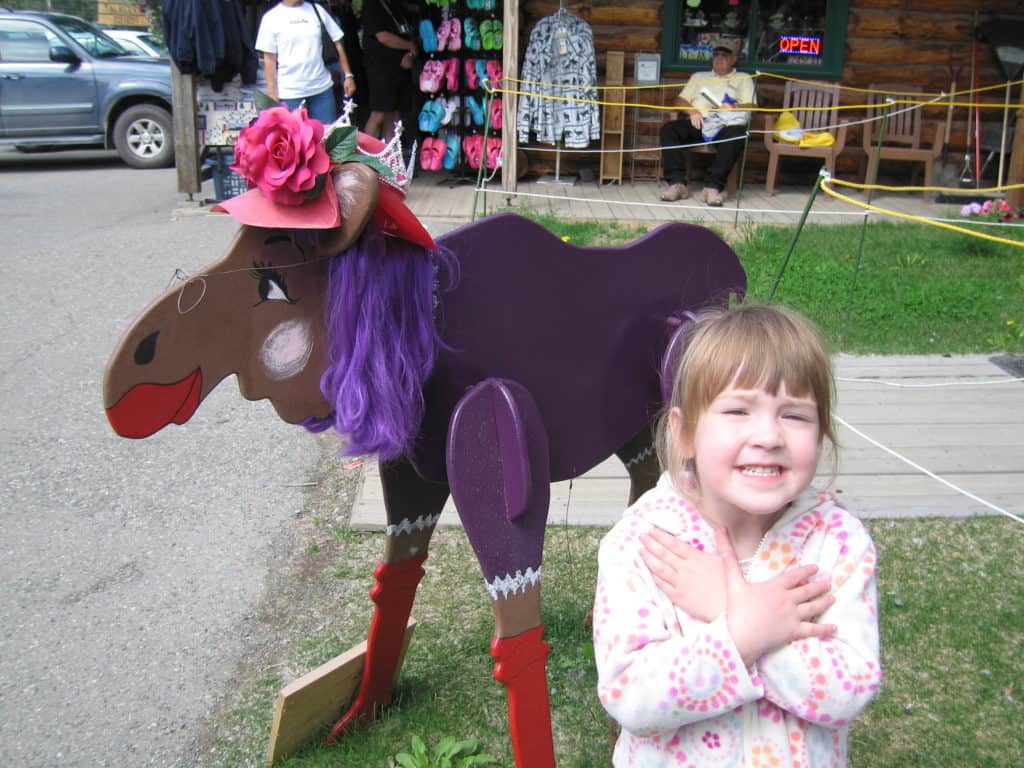 talkeetna-alaska-small girl with purple moose cut-out
