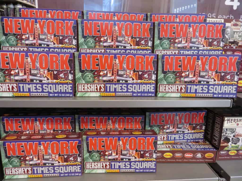 Display of chocolate boxes - New York Hershey's Times Square.