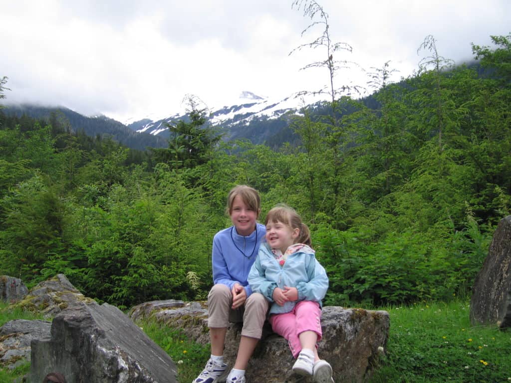 ketchikan-alaska-two young girls resting on hike