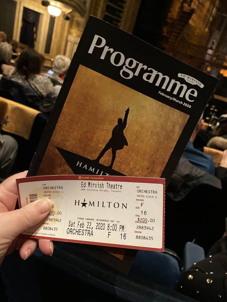 hamilton programme-mirvish theatre