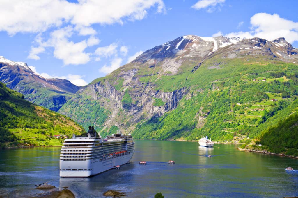 cruise ship in norwegian fjords