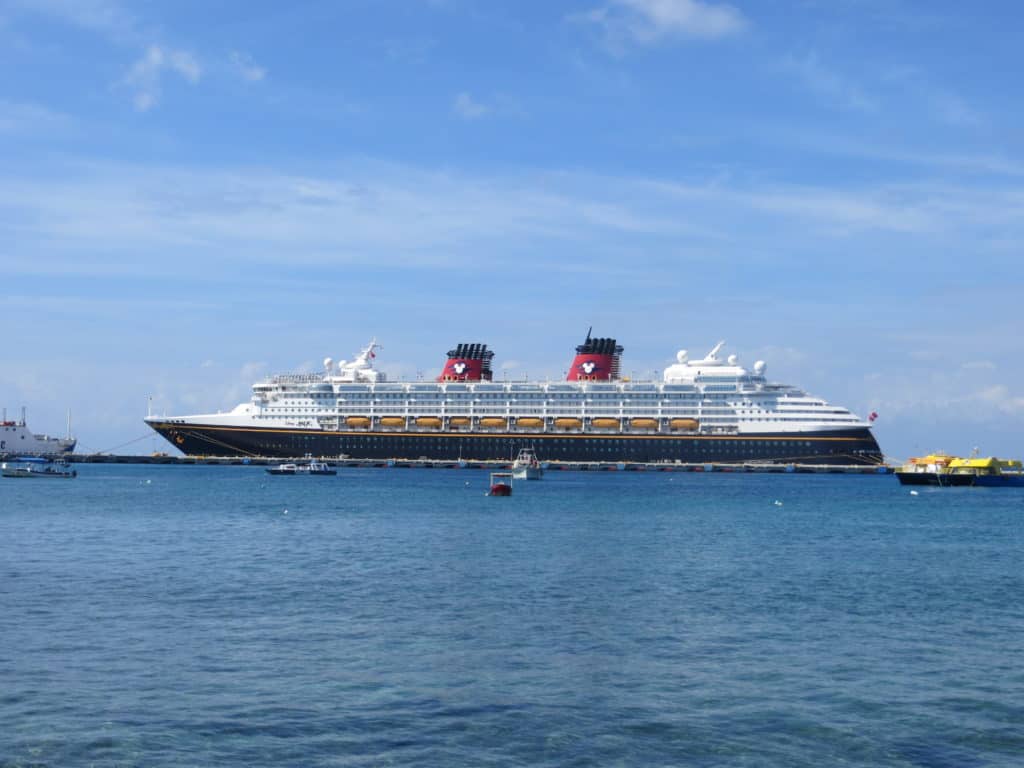 Disney Magic cruise ship in port of Cozumel.