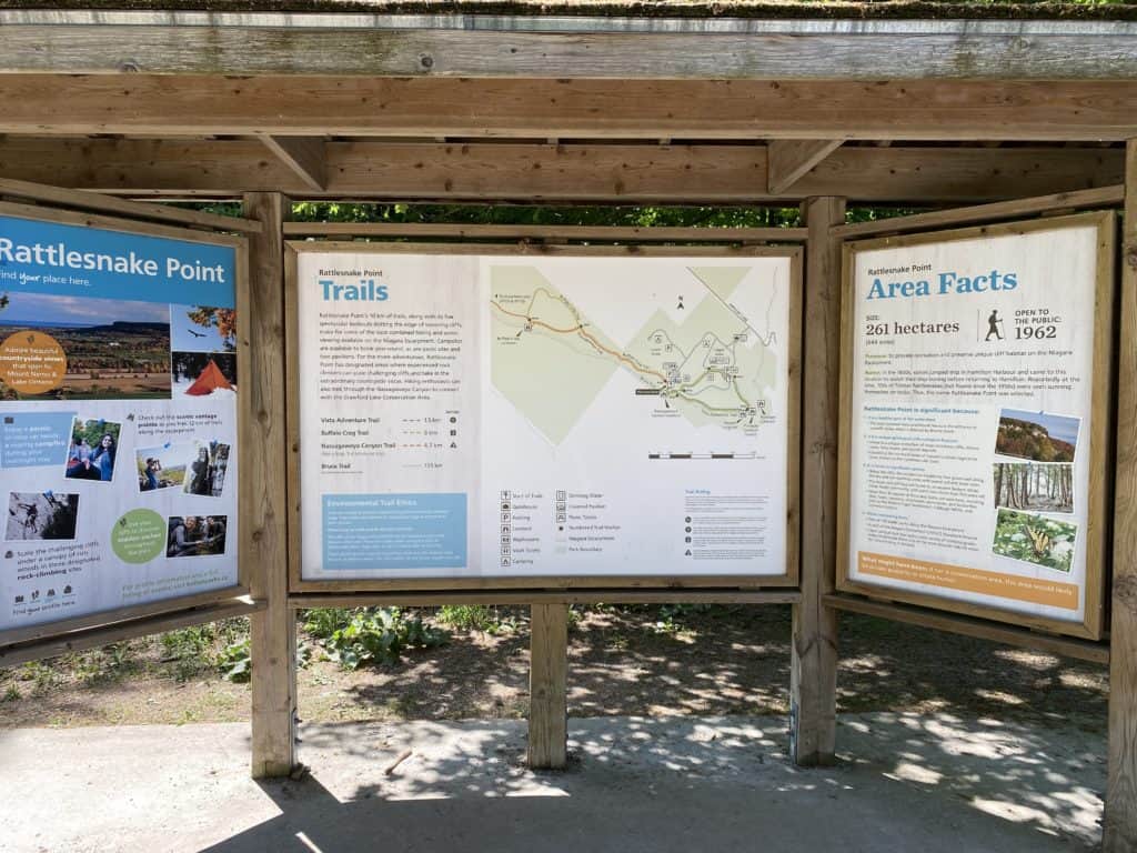 Information Board at Rattlesnake Point Conservation Area.