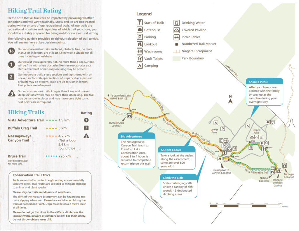 Rattlesnake Point trail map.