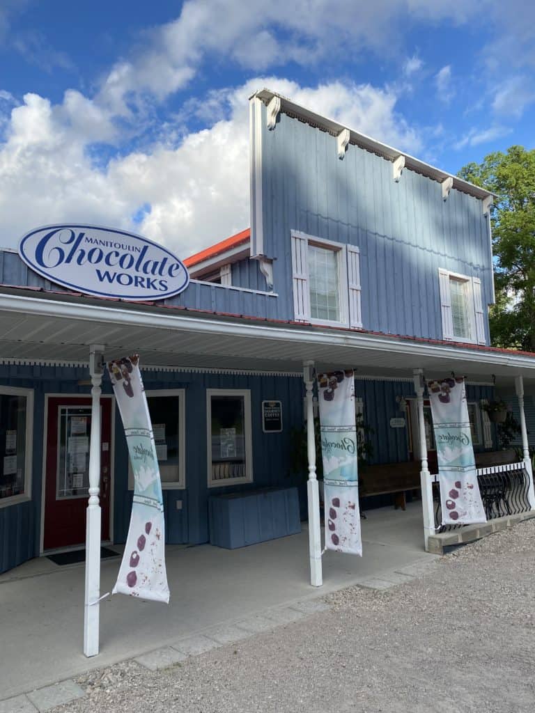 Exterior of Manitoulin Chocolate Works, Kagawong, Ontario.