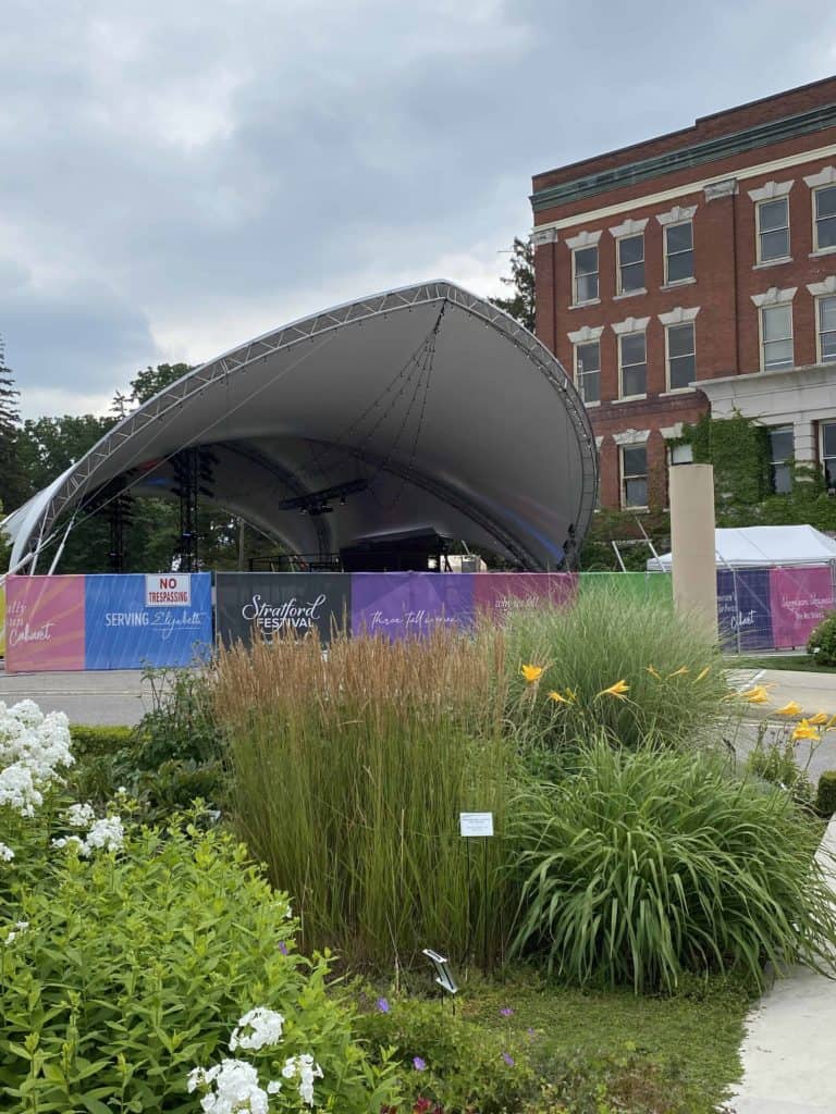 Outdooor tent set up at the Stratford Festival for the 2021 season.