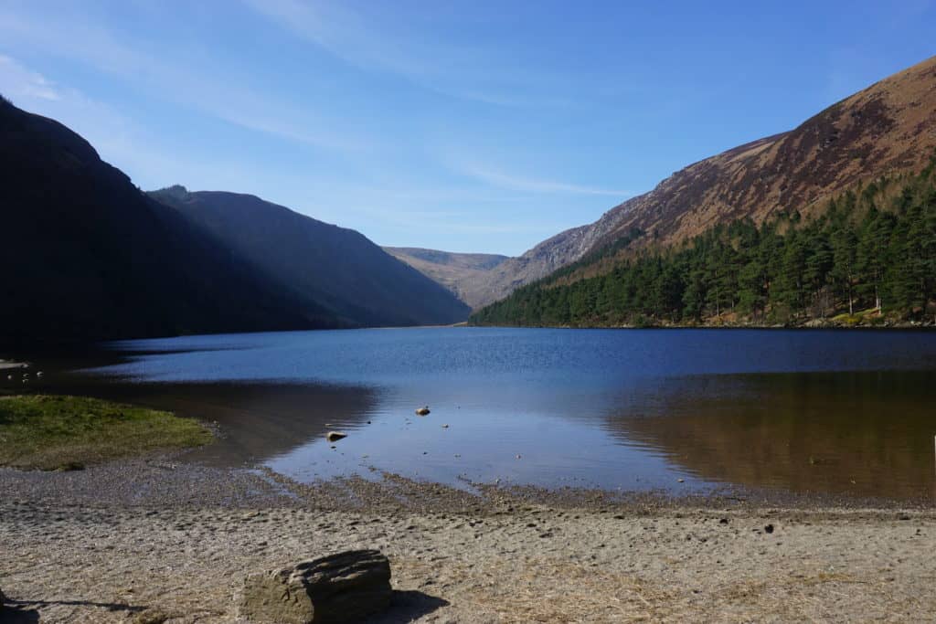 Lake and mountains in Wicklow Mountains National Park in Ireland.