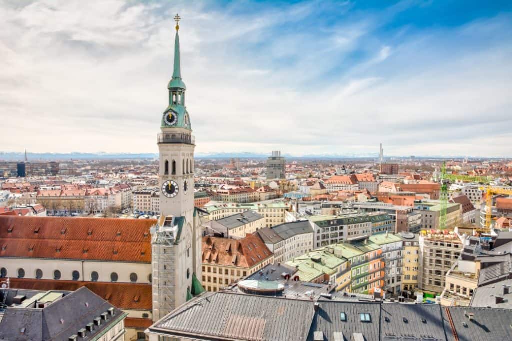 View of Munich skyline from a rooftop.
