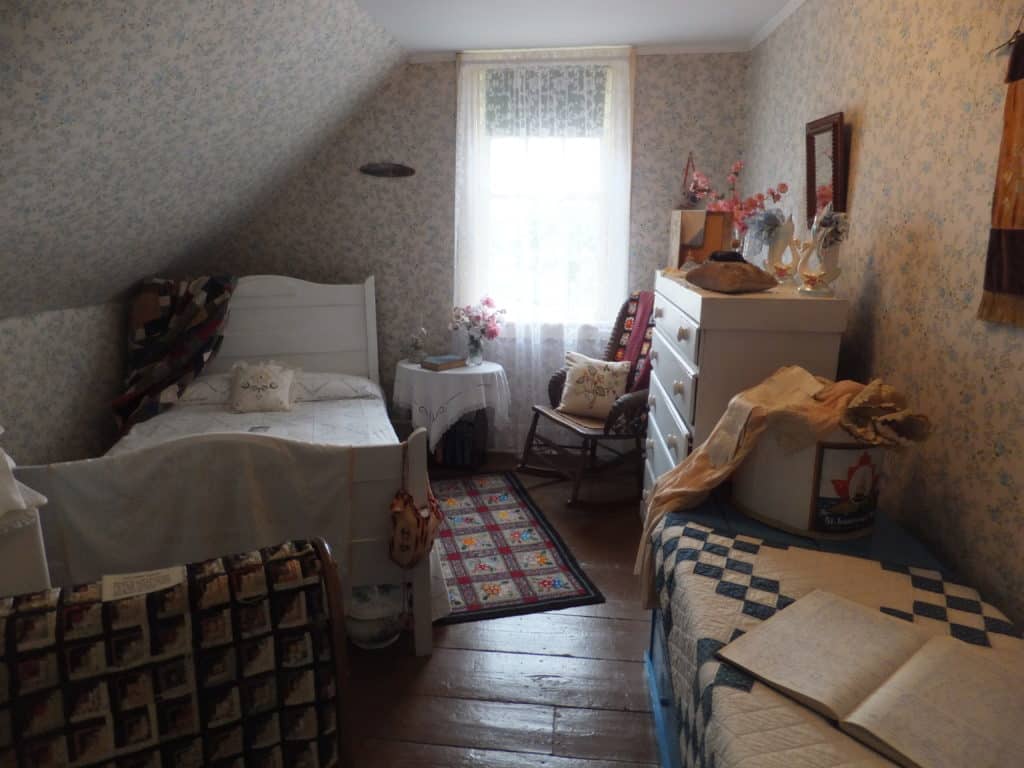 Bedroom display at LM Montgomery Birthplace in New London, PEI.