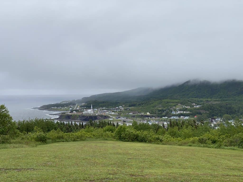 coastal view over town in Gaspe region of quebec