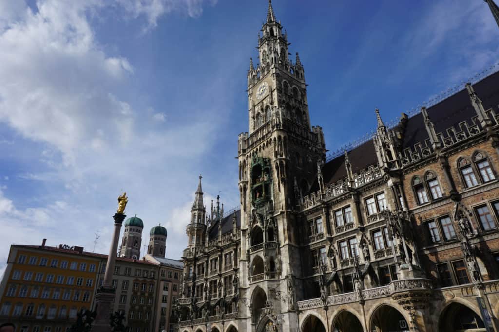 Exterior of Neue Rathaus (New City Hall) in Munich’s Marienplatz.