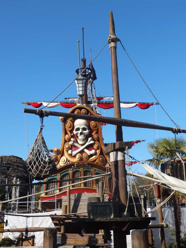 Large pirate ship in Adventure Land at Disneyland Paris.