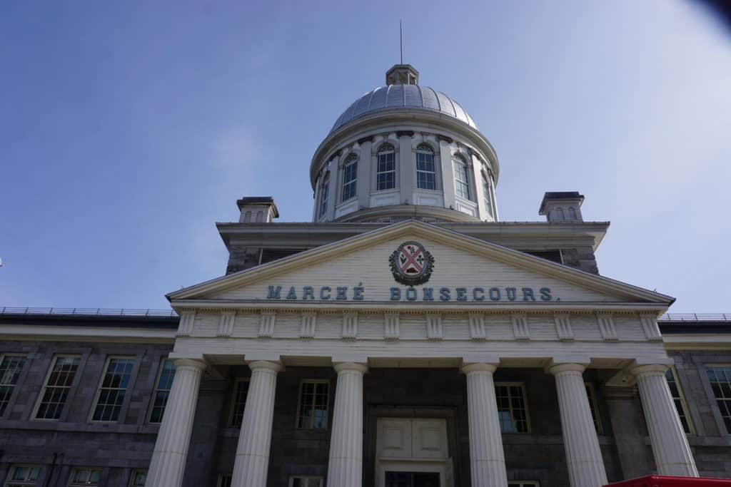 Front of Marche Bonsecours building in old Montreal, Quebec.