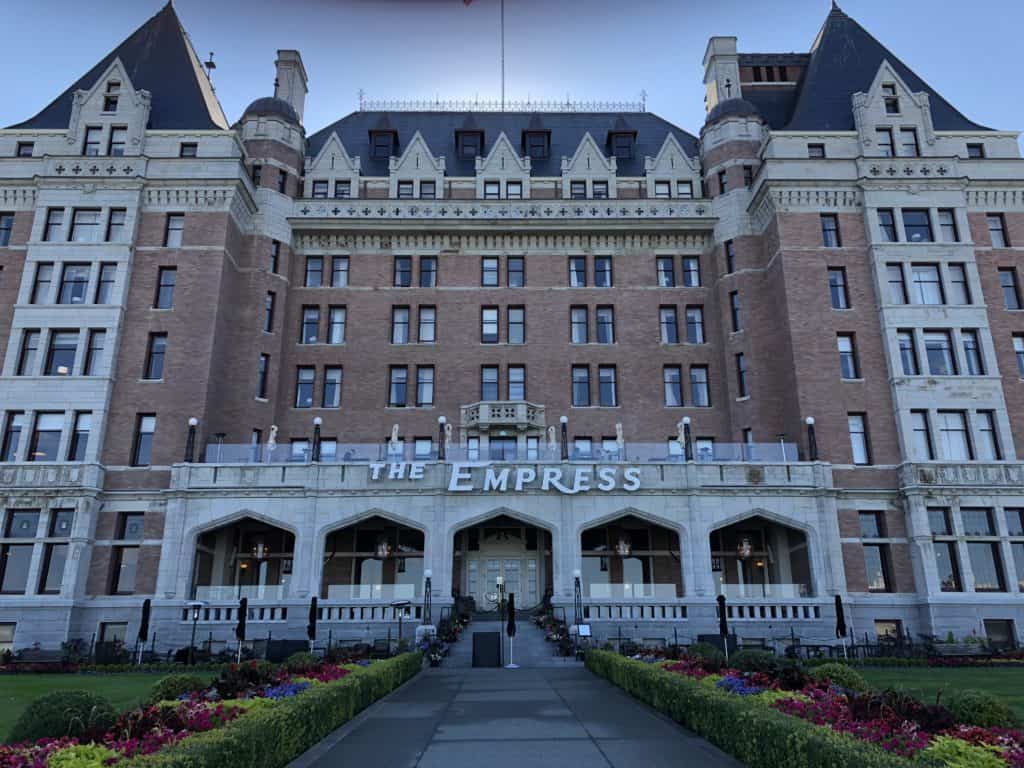 Front exterior of Fairmont The Empress in Victoria, British Columbia.