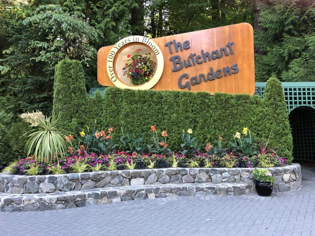 Entrance sign for The Butchart Gardens.