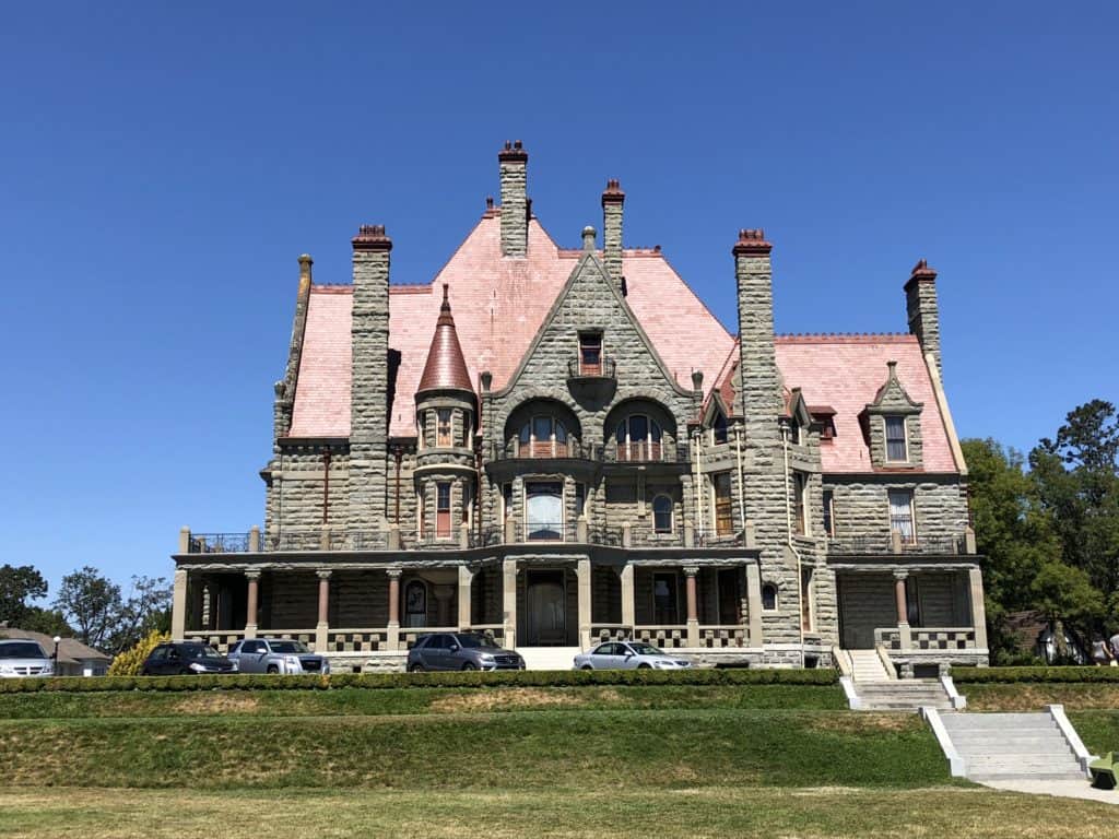 Exterior of Craigdarroch Castle in Victoria, British Columbia.