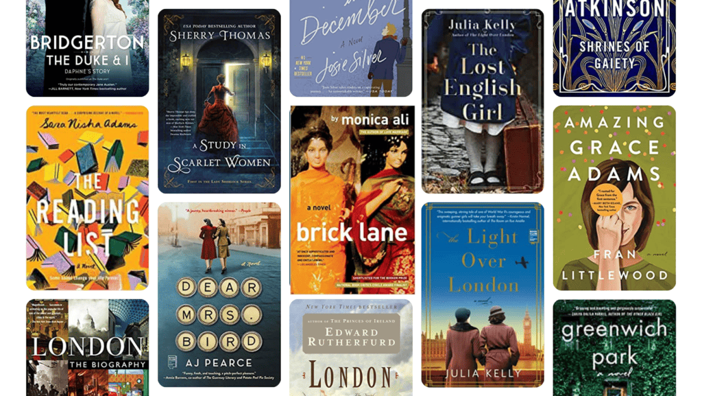 Grid image of book covers for 50 Books Set in London.