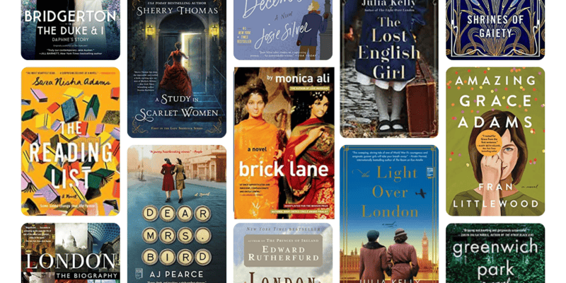 Grid image of books set in London.