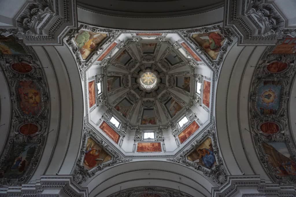 Interior of dome of Salzburg Cathedral.