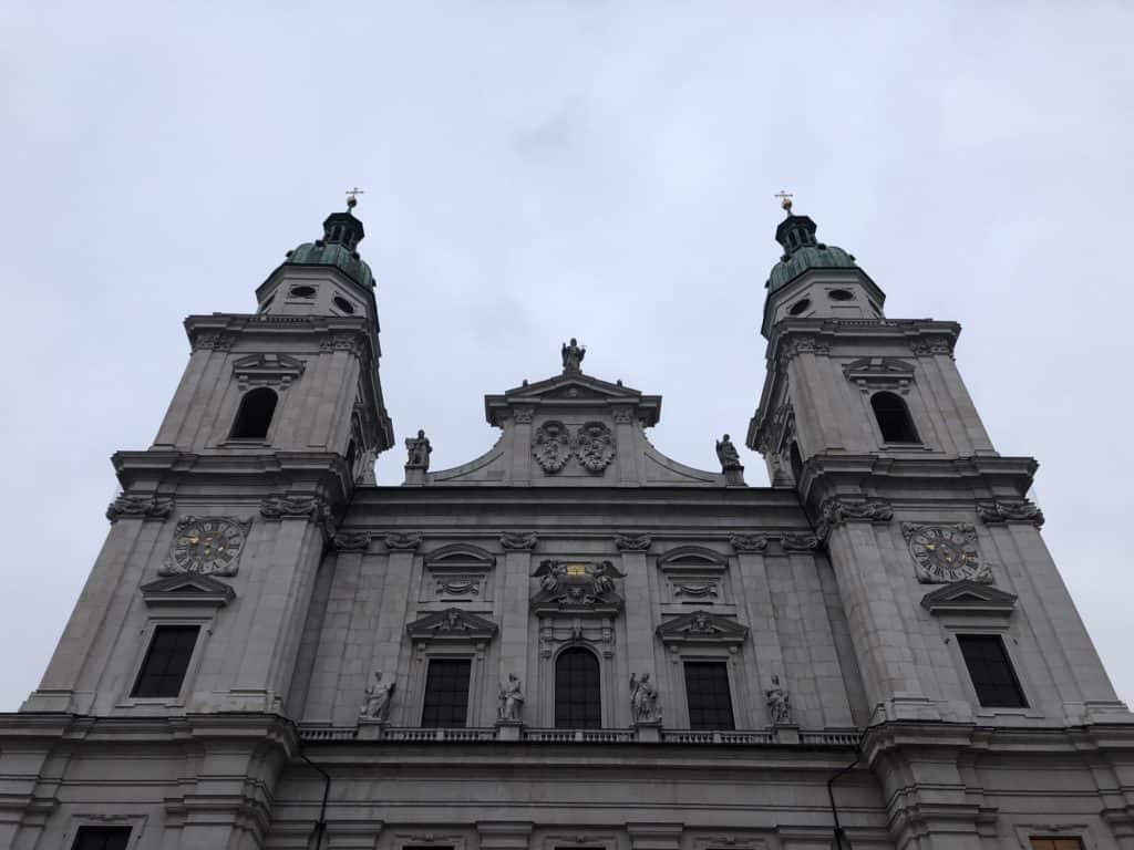 Exterior of top of Salzburg Cathedral.