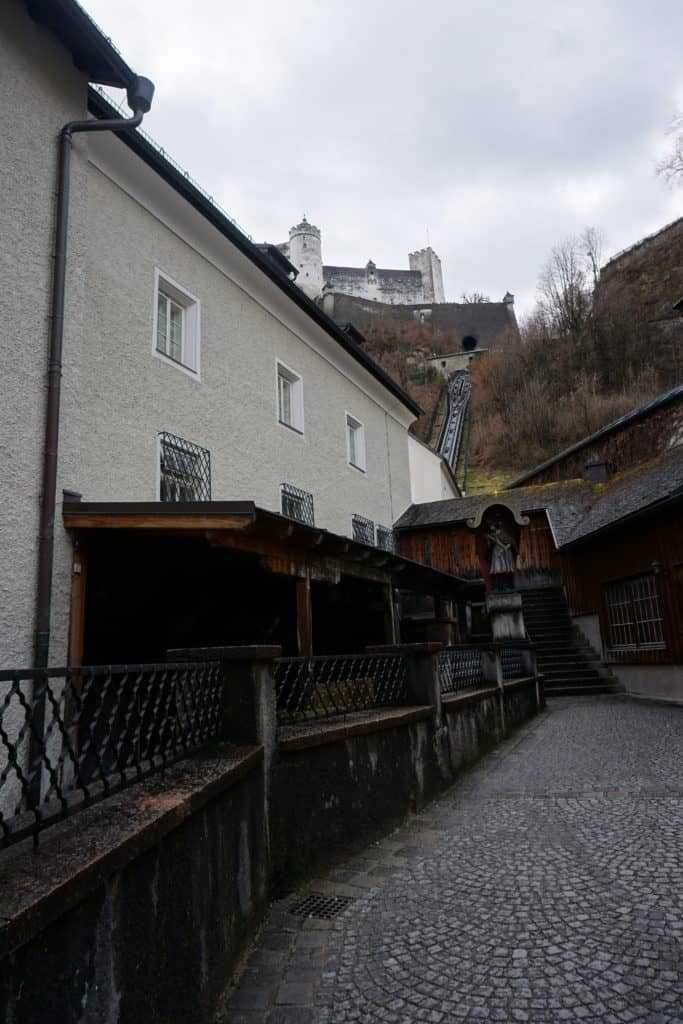 Water wheel on exterior of St. Peter's Monastery bakery in Salzburg, Austria.